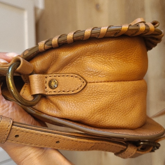 FRYE Meadow Mini Brown Crossbody Adjustable Strap Braided Detail 3 Compartments - Picture 14 of 15